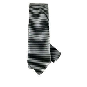Barcelona Cravatte Men's Tie & Hanky Set Black Silver Striped 3" Wide